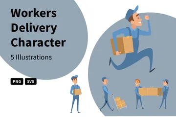 Workers Delivery Character Illustration Pack