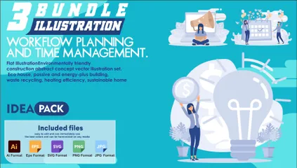 Workflow Planning And Time Management Illustration Pack