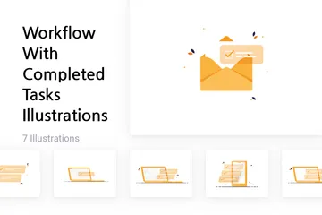 Workflow With Completed Tasks Illustration Pack