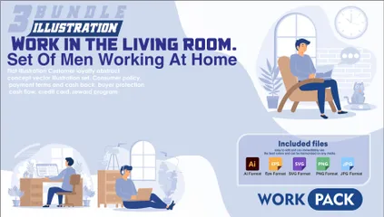 Working At Home Illustration Pack