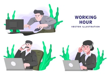 Working Hour Illustration Pack