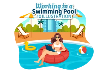 Working In A Swimming Pool Illustration Pack