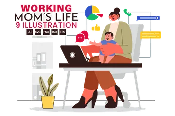 Working Mom's Life Illustration Pack