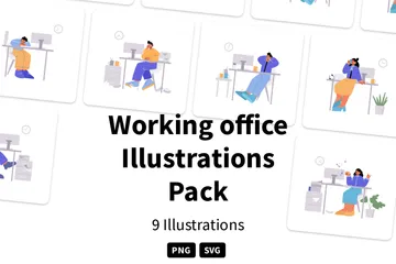 Working Office Illustration Pack