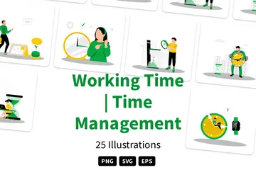 Working Time | Time Management Illustration Pack