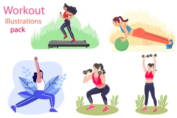 Workout-Mädchen Illustrationspack