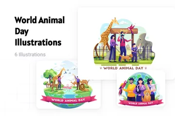 World Animal Day Illustration Pack