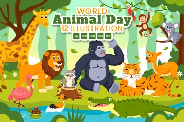 World Animal Day Illustration Pack