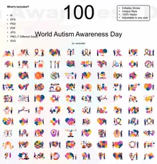 World Autism Awareness Day Illustration Pack