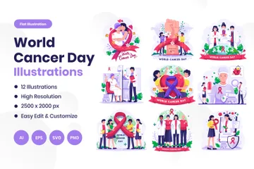 World Cancer Day Illustration Pack