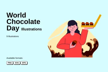 세계 초콜릿의 날 일러스트레이션 팩