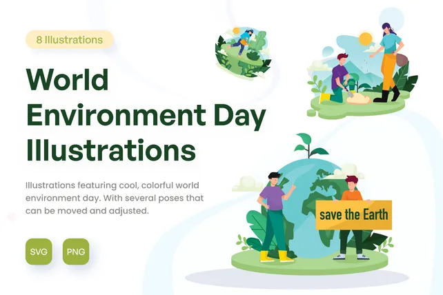 Premium World Environment Day Illustration pack from Nature Illustrations