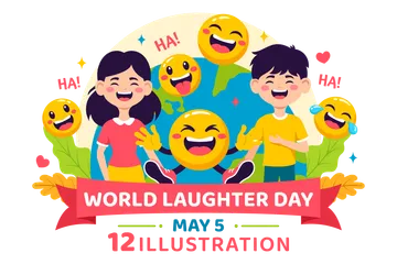 World Laughter Day Illustration Pack