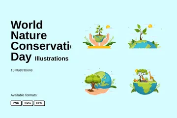 세계 자연 보존의 날 일러스트레이션 팩
