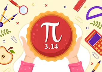 World Pi Day Illustration Pack