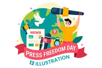세계 언론 자유의 날 일러스트레이션 팩