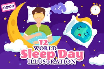 World Sleep Day Illustration Pack