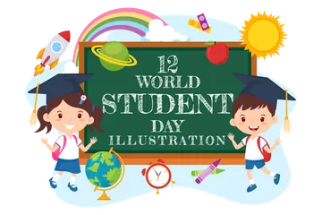 World Students Day Illustration Pack