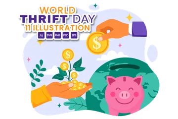 World Thrift Day Illustration Pack