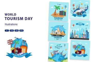 World Tourism Day Illustration Pack