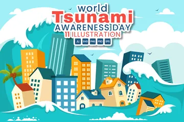 World Tsunami Awareness Day Illustration Pack