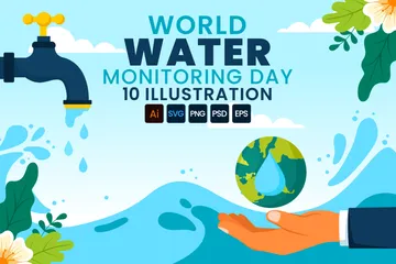 World Water Monitoring Day Illustration Pack