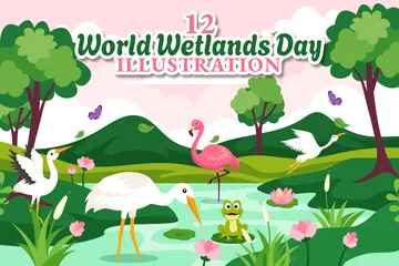 World Wetlands Day Illustration Pack