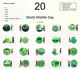 World Wildlife Day Illustration Pack