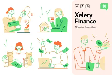 Finanzas Xelery Paquete de Ilustraciones
