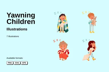 Yawning Children Illustration Pack