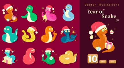 Year Of Snake Illustration Pack