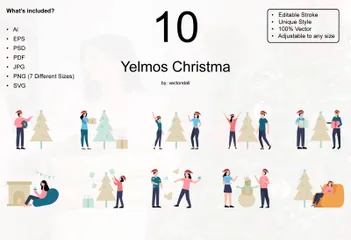 Yelmos Weihnachten Illustrationspack