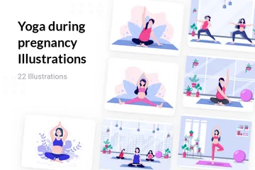 Yoga durante el embarazo Paquete de Ilustraciones