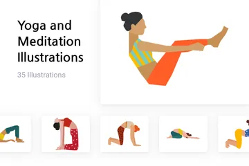 Ioga e meditação Pacote de Ilustrações
