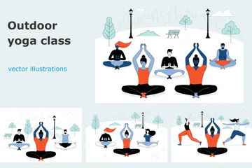 Yoga en plein air Pack d'Illustrations