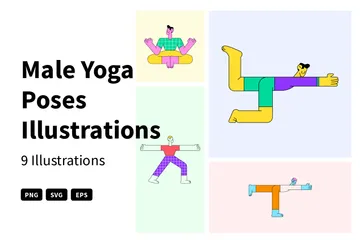 Männliche Yoga-Posen Illustrationspack