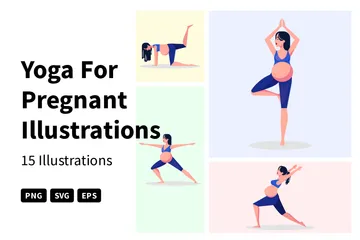 Yoga pour les femmes enceintes Pack d'Illustrations