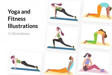 Yoga und Fitness Illustrationspack