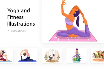 Yoga und Fitness Illustrationspack