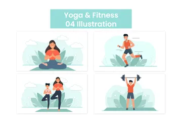 Yoga und Fitness Illustrationspack