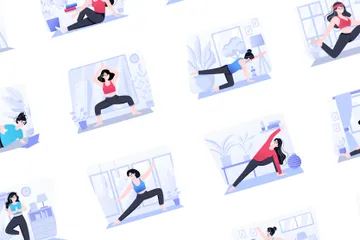 Yoga und Fitness Illustrationspack