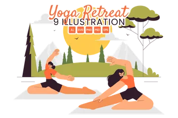 Yoga und Meditationsretreat Illustrationspack