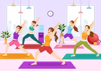 Yoga und Meditation übt Abbildung aus Illustrationspack