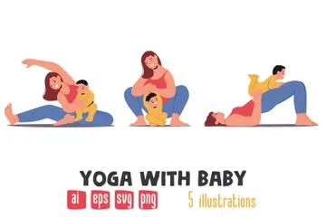 Yoga With Baby Illustration Pack