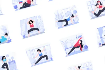 Yoga y fitness Paquete de Ilustraciones