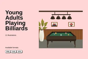 Young Adults Playing Billiards Illustration Pack