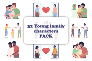 Young Family And Children Wellbeing Illustration Pack