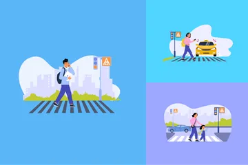 Zebra Crossing Illustration Pack