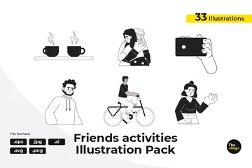 Zeit mit Freunden verbringen Illustrationspack