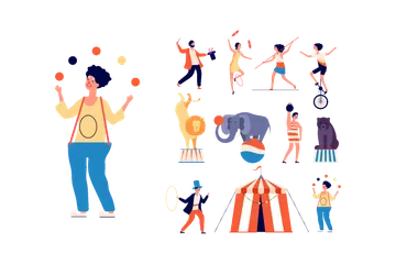 Zirkusschauspieler Illustrationspack